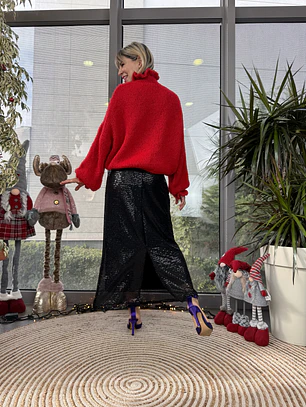 Maxi Black Skirt Sequinned 