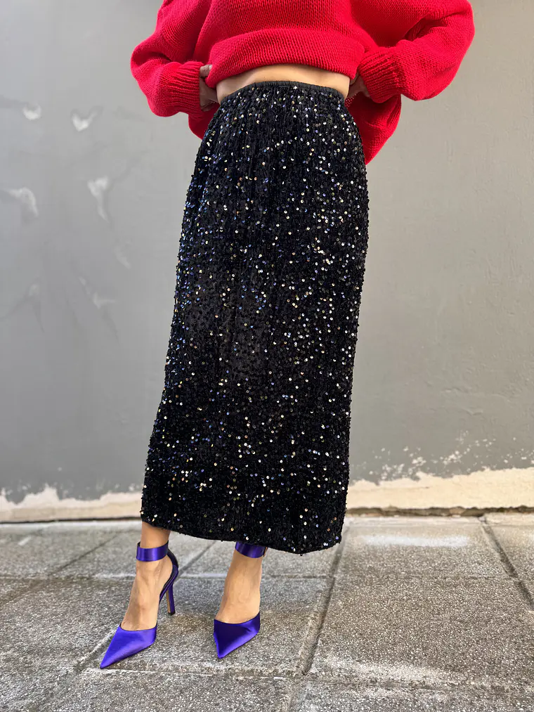 J 1533 sequinned  midi black 1