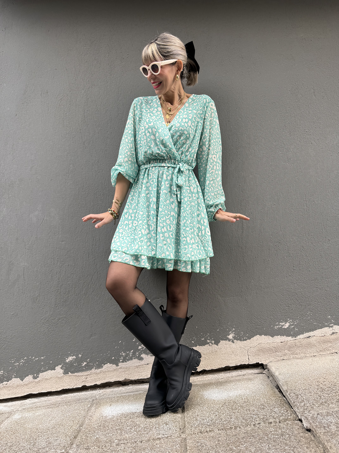 6053 Pastel leo dress  GREEN 2