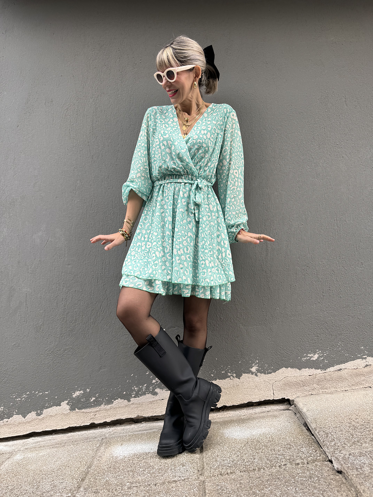 6053 Pastel leo dress  GREEN 2