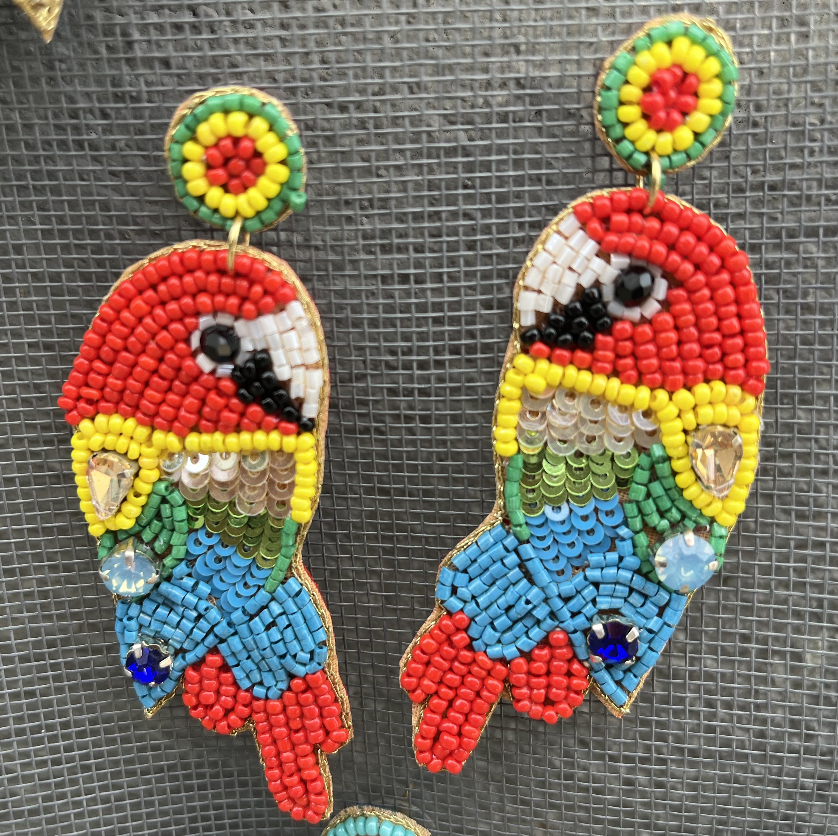 Parrot red earrings