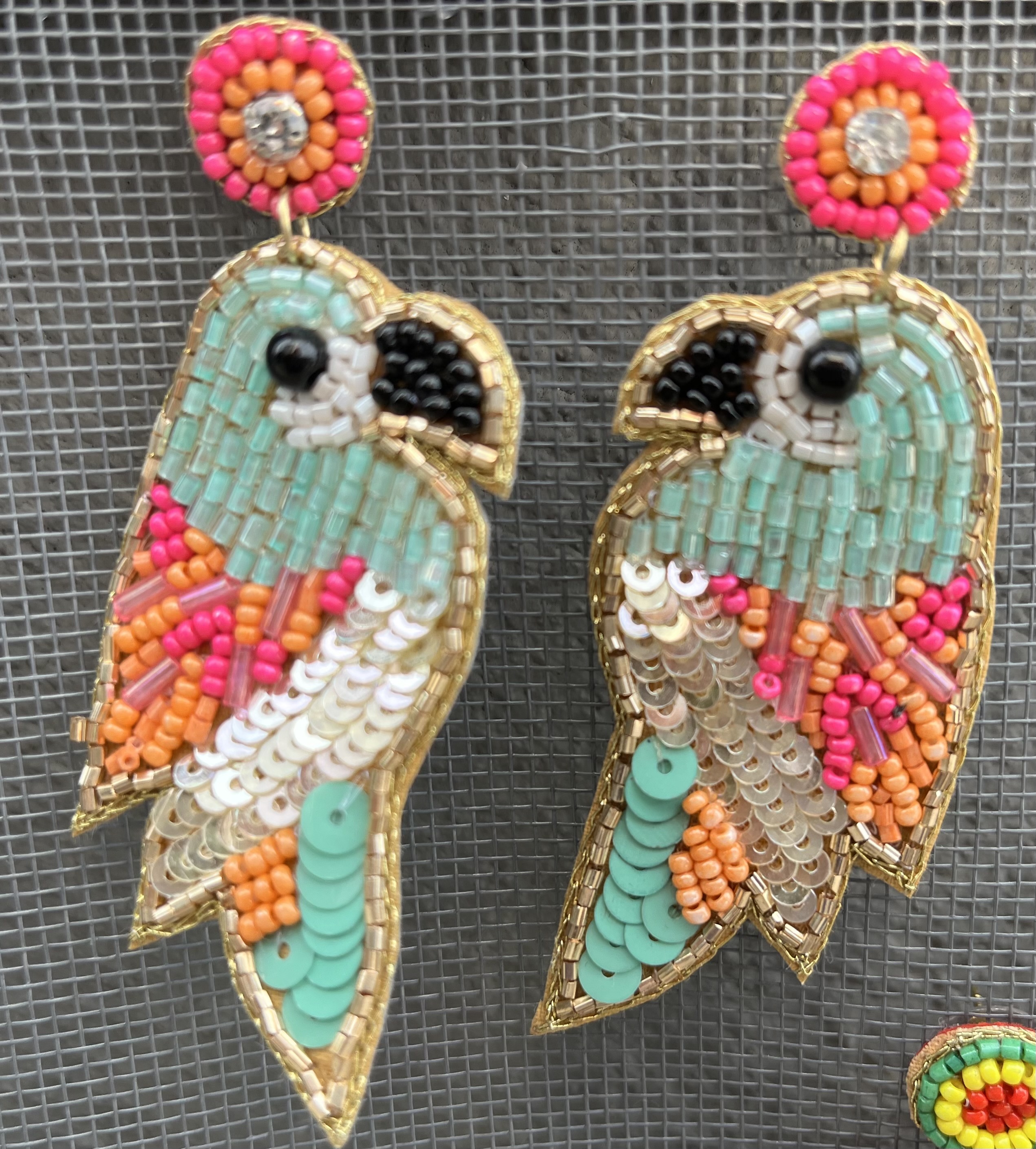 Parrot fuschia  earrings 