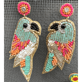 Parrot fuschia  earrings 