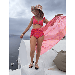 Strawberry swimsuit with pareo 