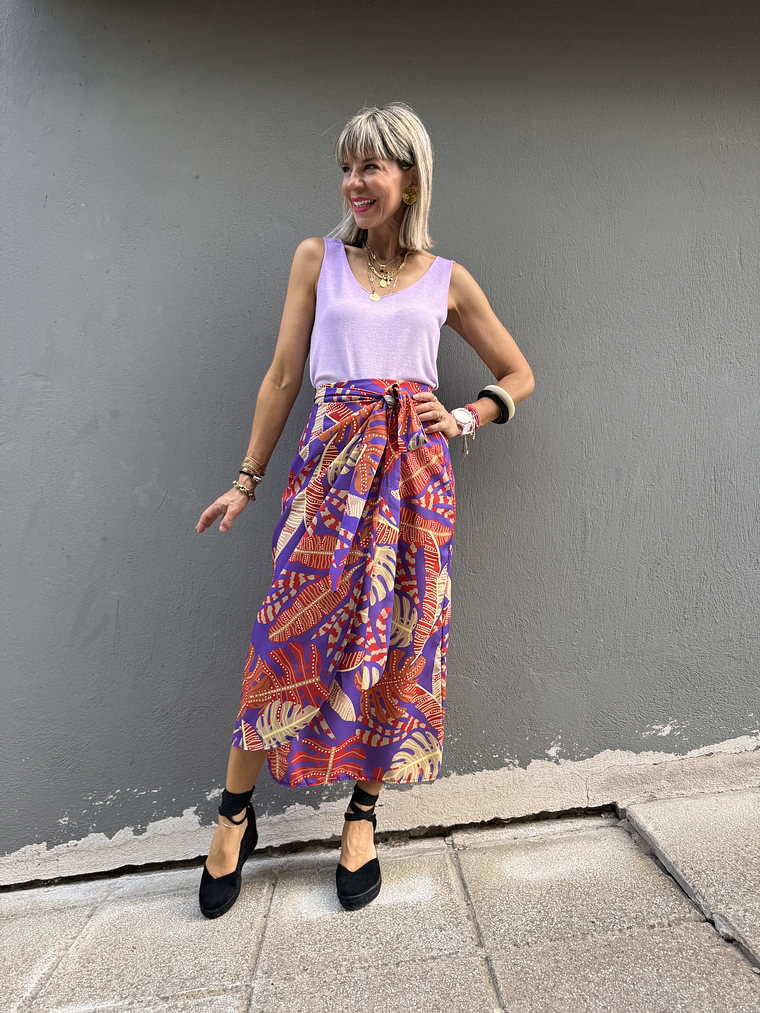 Maani Purple Sarong Skirt  11679-1 2