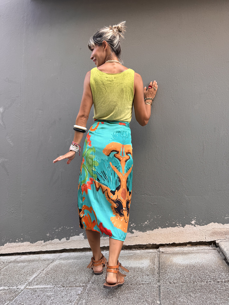 Renata sarong skirt turquoise  3