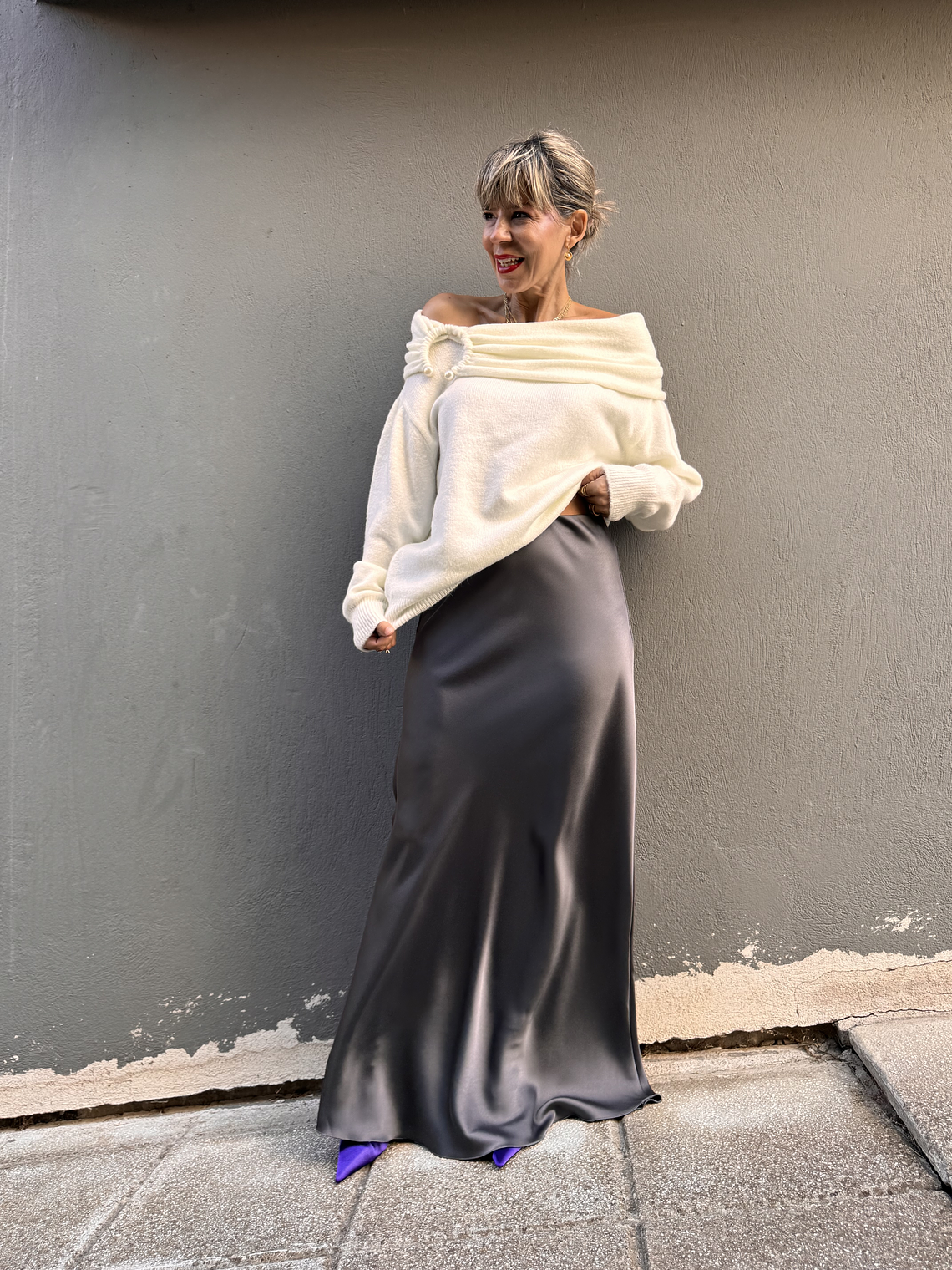 3705 Satin maxi GREY 1