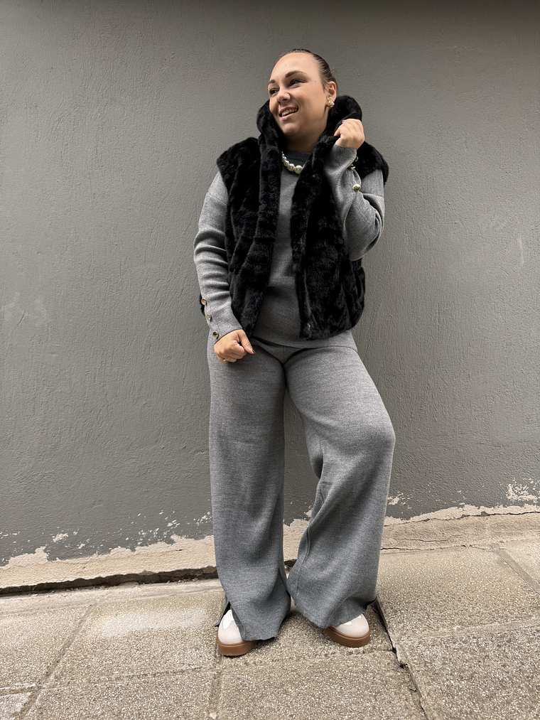 79906  Vest Fur BLACK 1