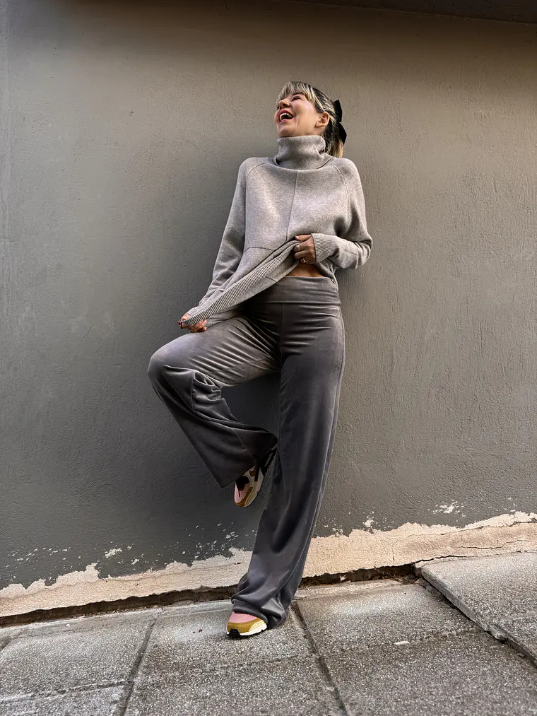 96366 velvet pants  GREY  1