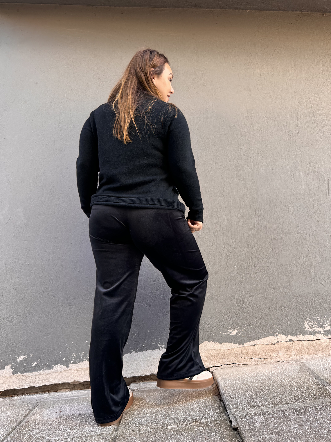 96366 velvet pants  BLACK 2