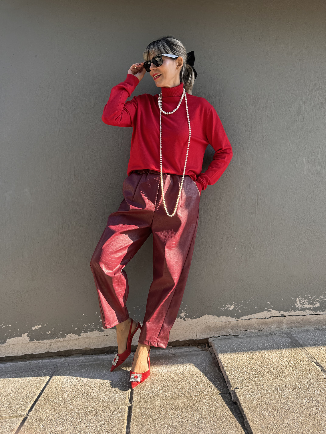 2351 Croco Wine Trousers   2