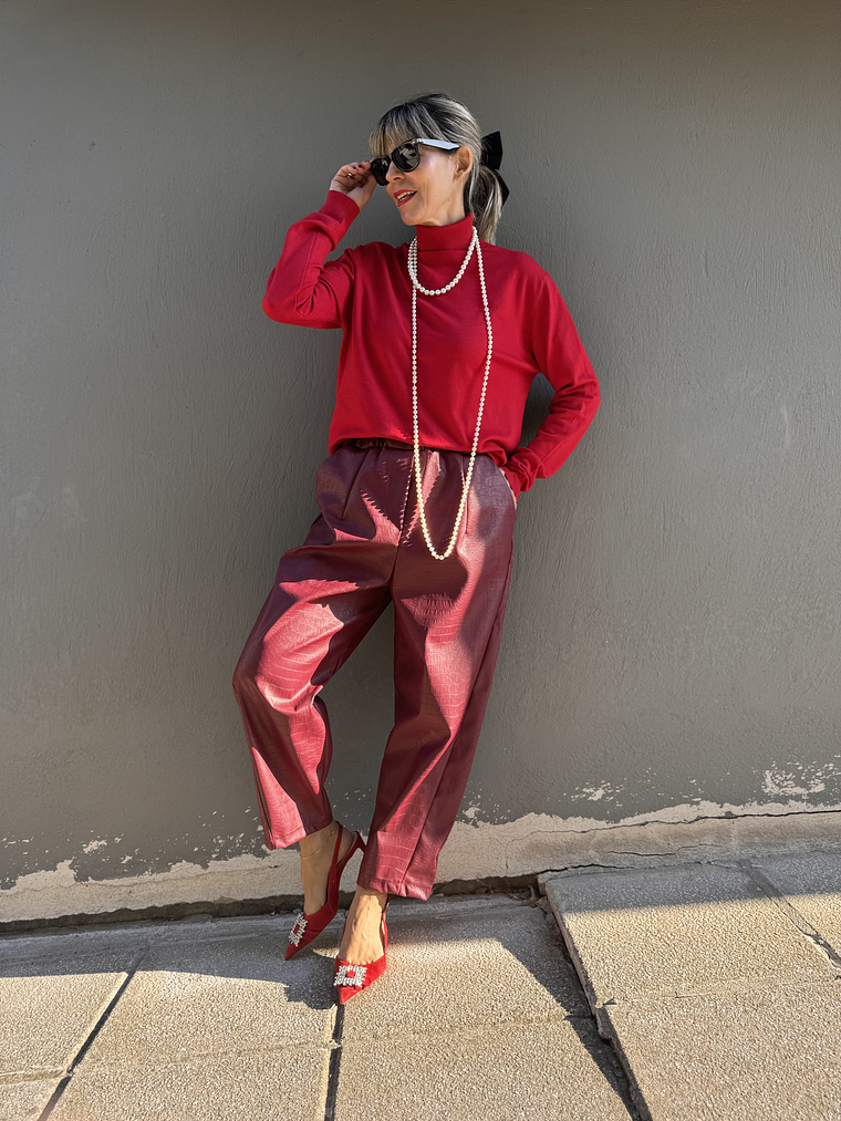 2351 Croco Wine Trousers   2