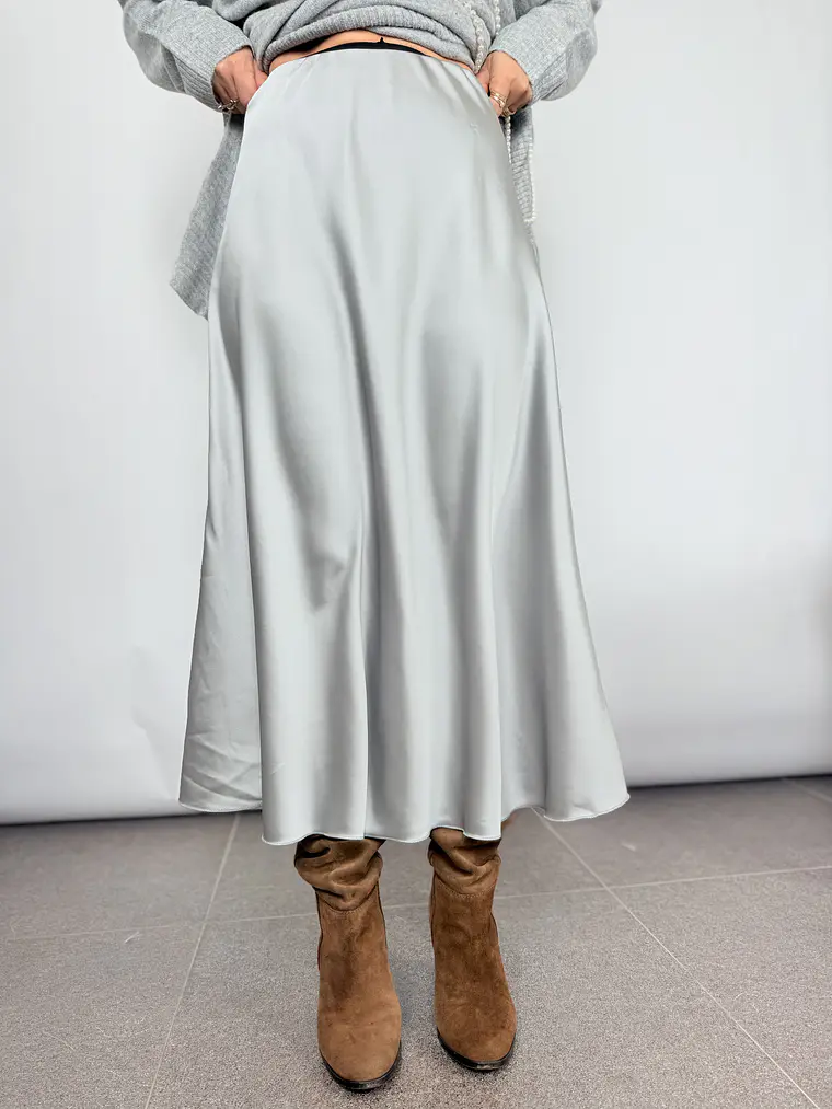 Satin GREY  skirt 1611  2