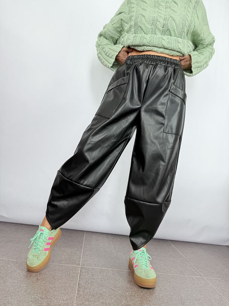 3782 Kyoto PU pants BLACK  1