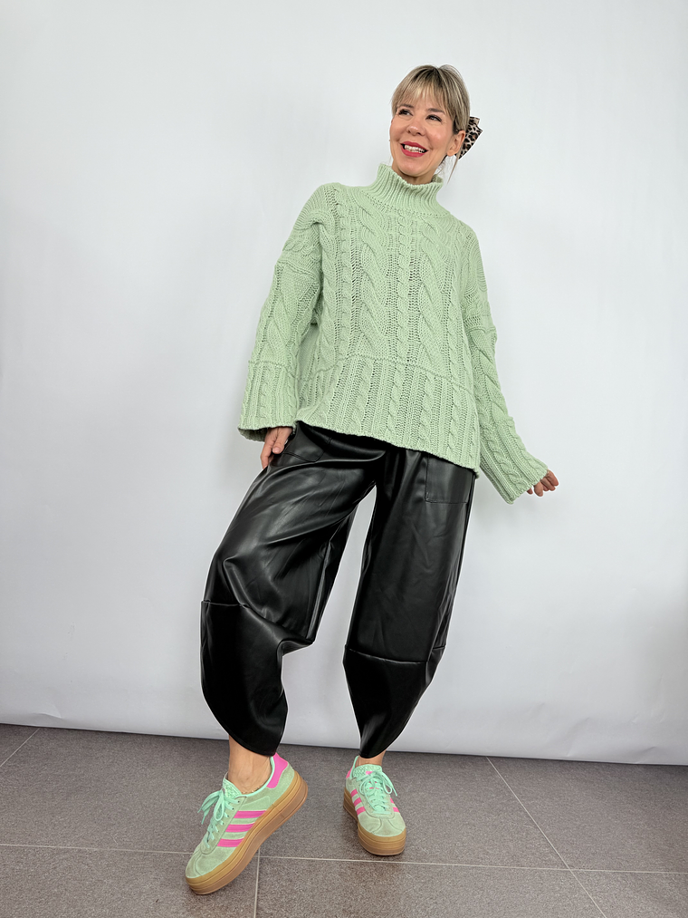 3782 Kyoto PU pants BLACK  4