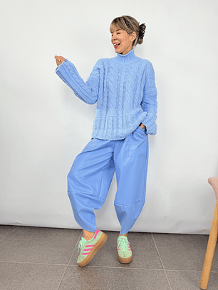 3782 Kyoto PU pants SKY 