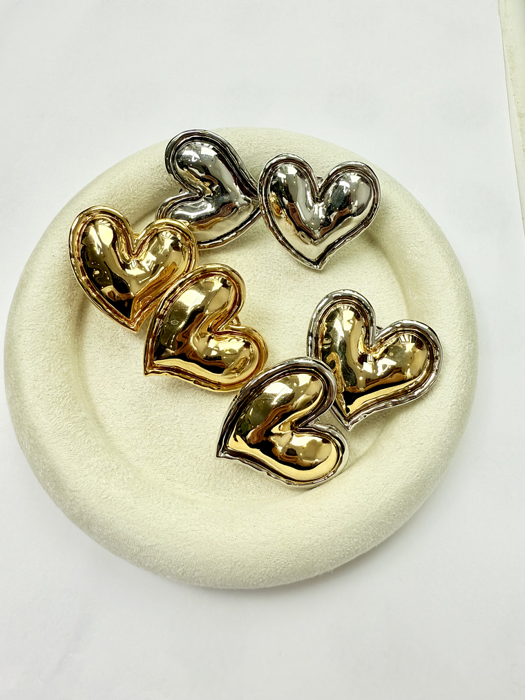 Oversized Steel Heart earrings  1