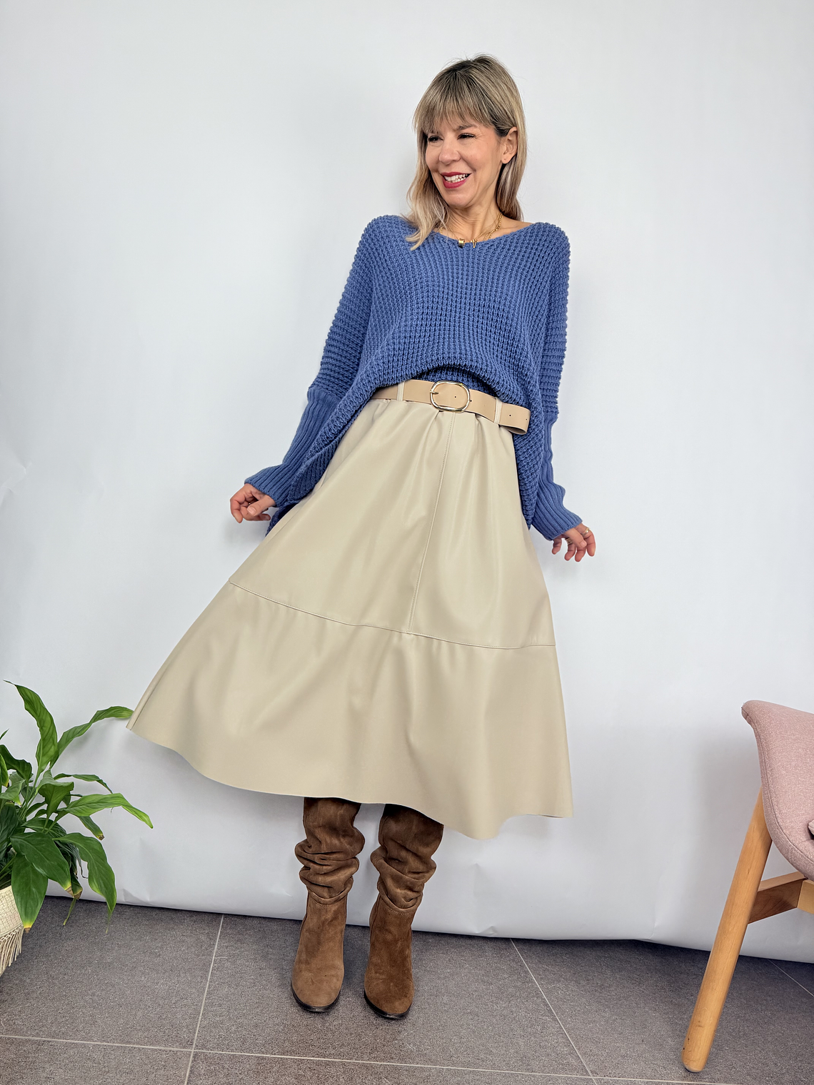 PU clos skirt 2283 BEIGE  1