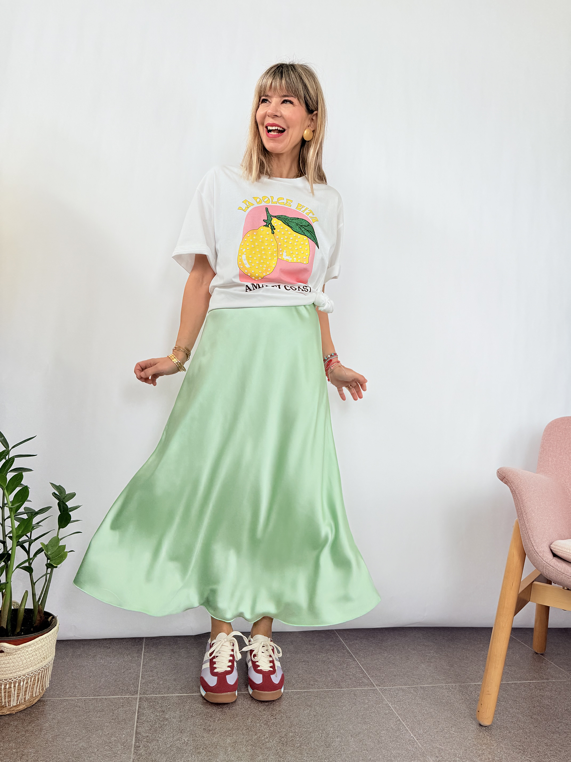 Satin  mint skirt 1611   5