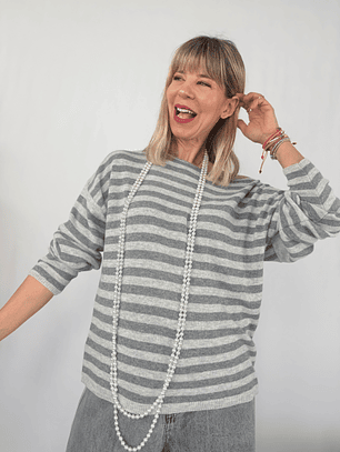 24770 Stripped sweater   GREY 