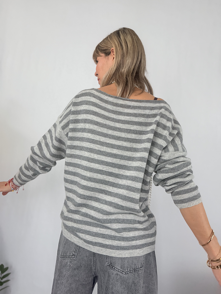 24770 Stripped sweater   GREY  2