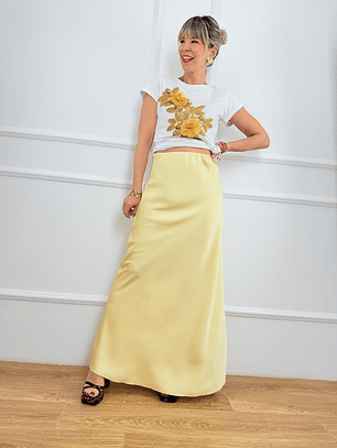 3705  Yellow satin skirt