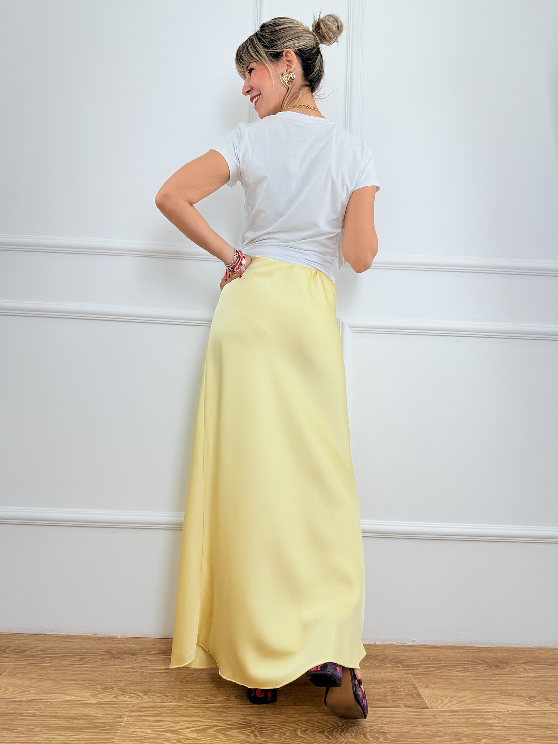 3705  Yellow satin skirt 2