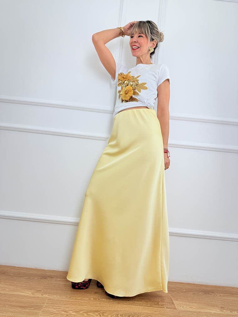 3705  Yellow satin skirt 3