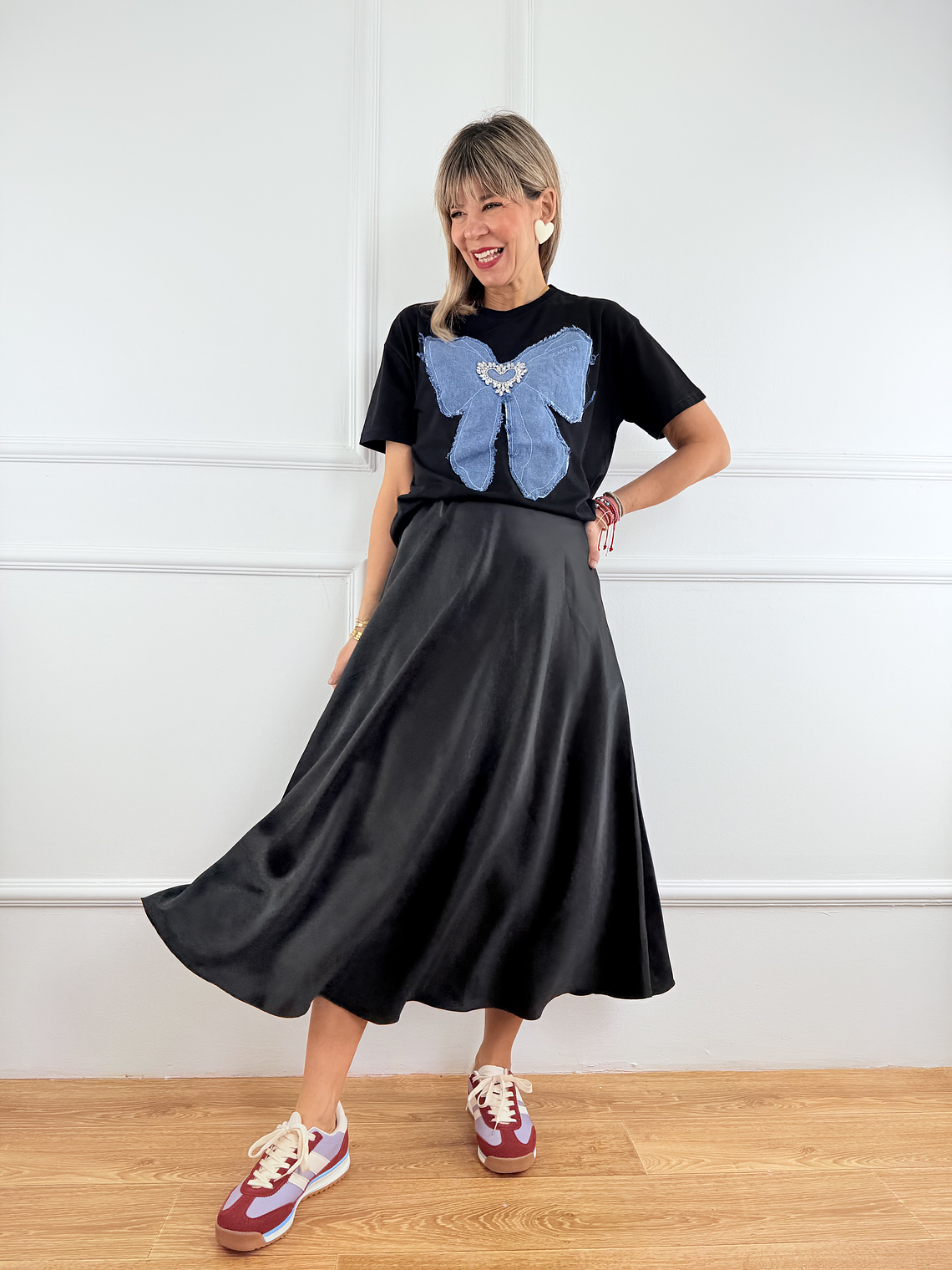 Satin BLACK skirt 1611 1