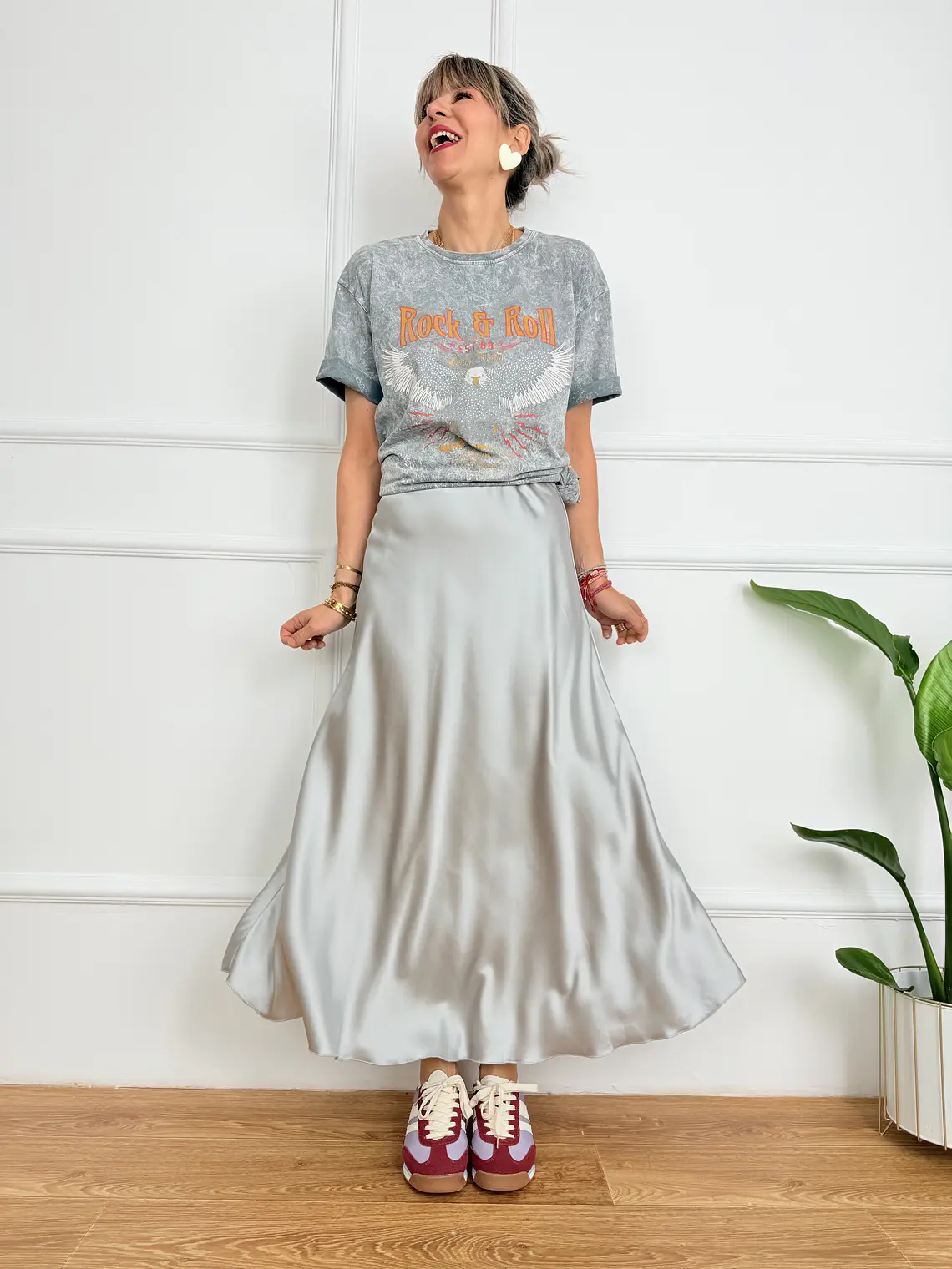 Satin GREY  skirt 1611  3