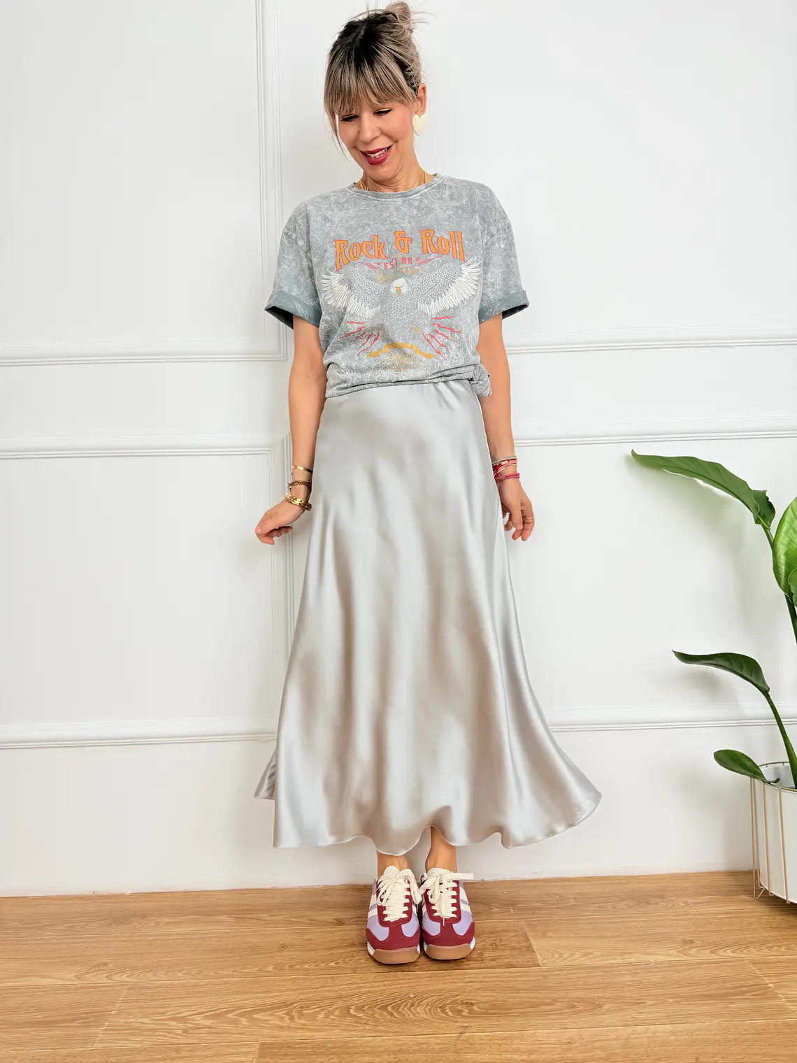 Satin GREY  skirt 1611  4