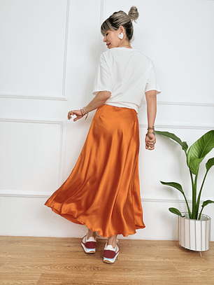 Satin ORANGE skirt 1611  
