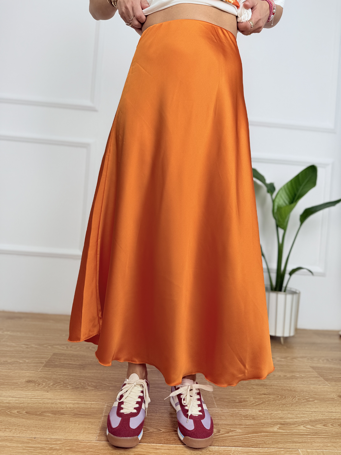 Satin ORANGE skirt 1611   3