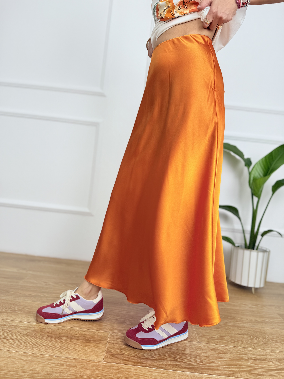 Satin ORANGE skirt 1611   4