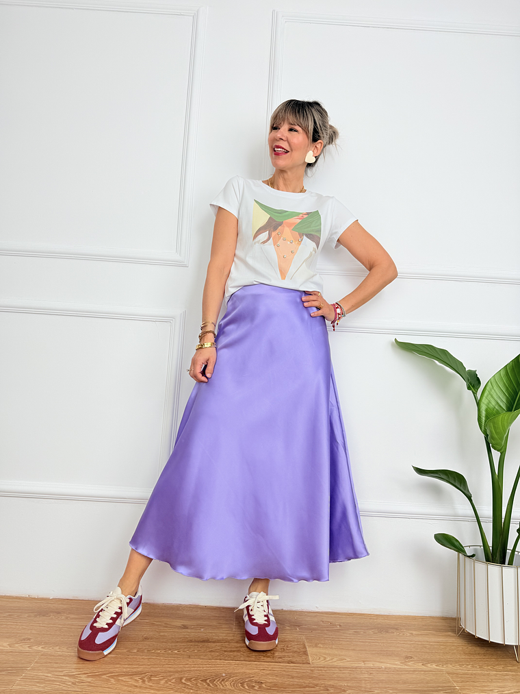 Satin PURPLE skirt 1611  4