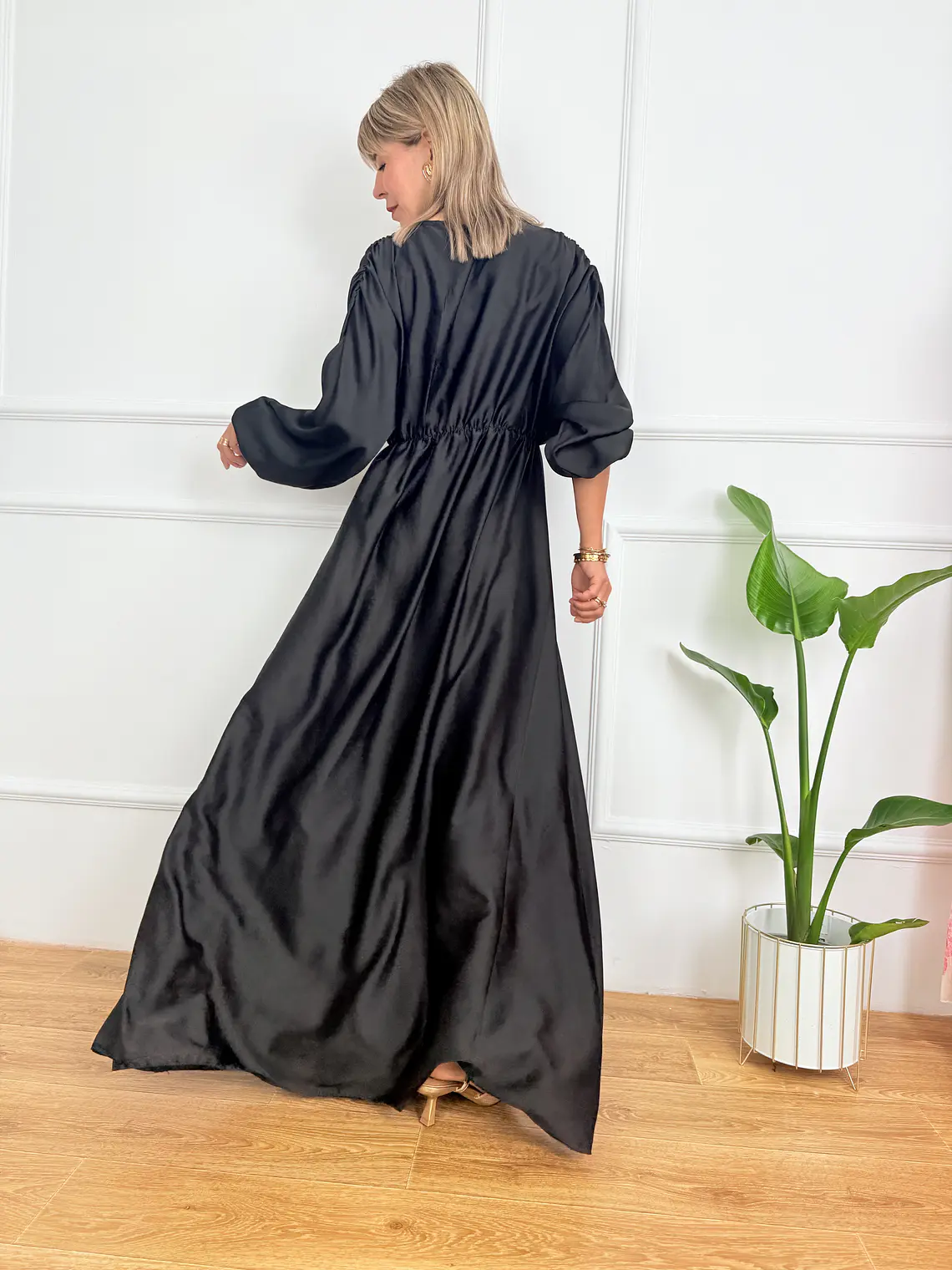 SATIN MAXI DRESS A2229 BLACK 2