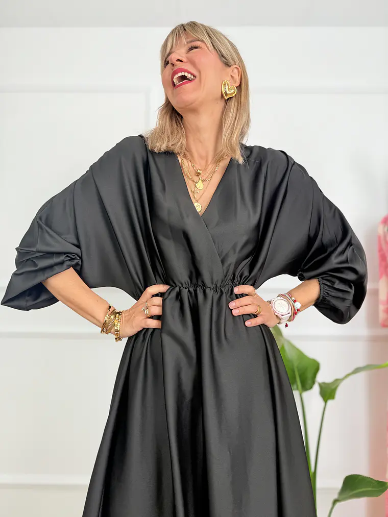 SATIN MAXI DRESS A2229 BLACK 4