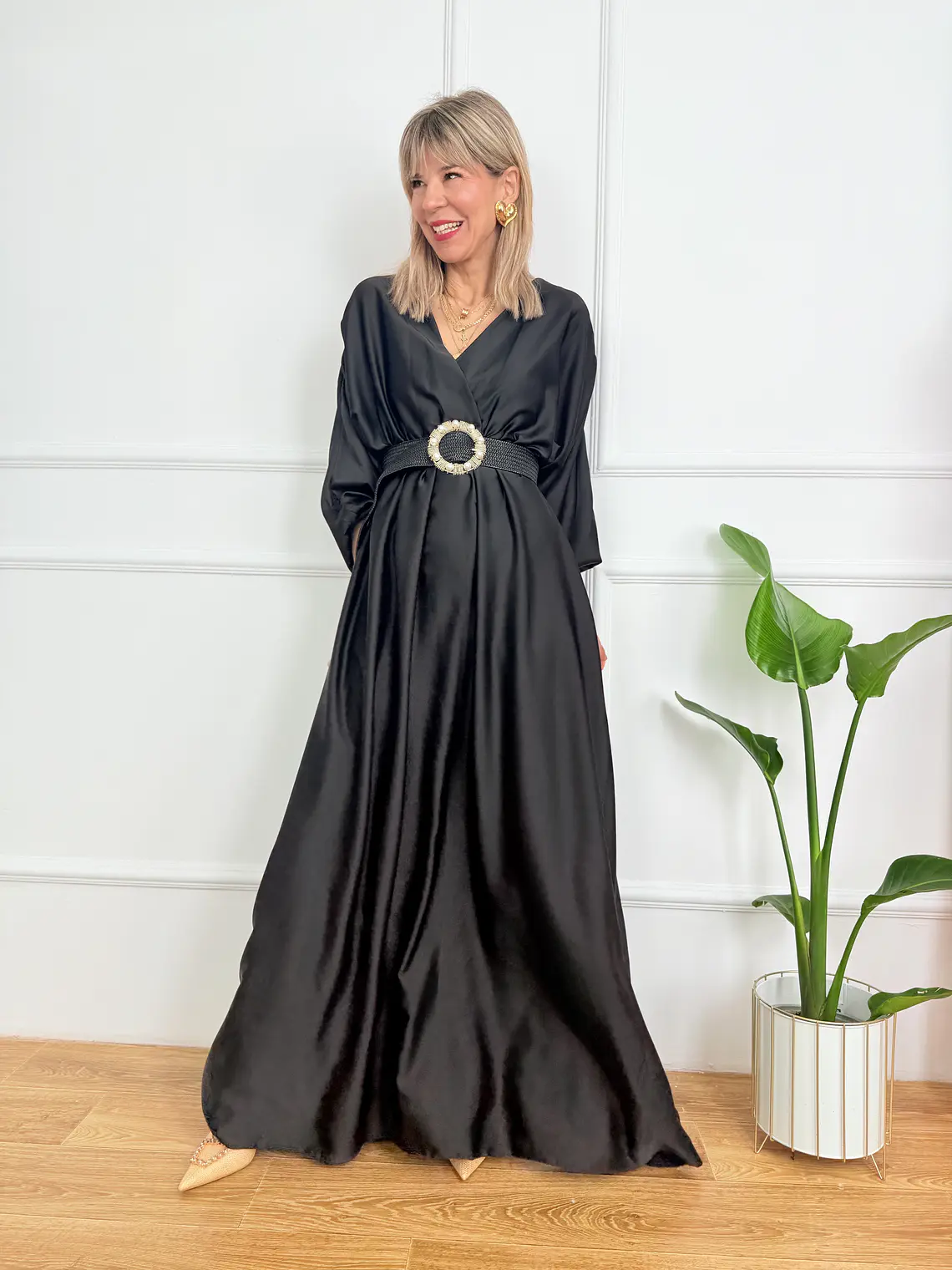 SATIN MAXI DRESS A2229 BLACK 5