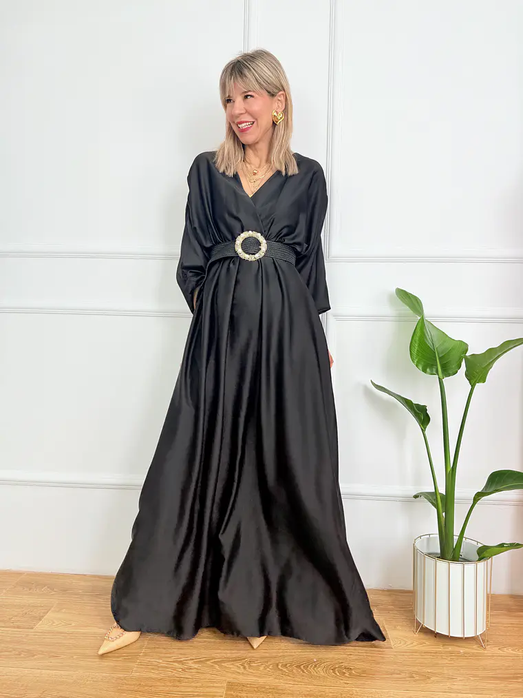 SATIN MAXI DRESS A2229 BLACK 5