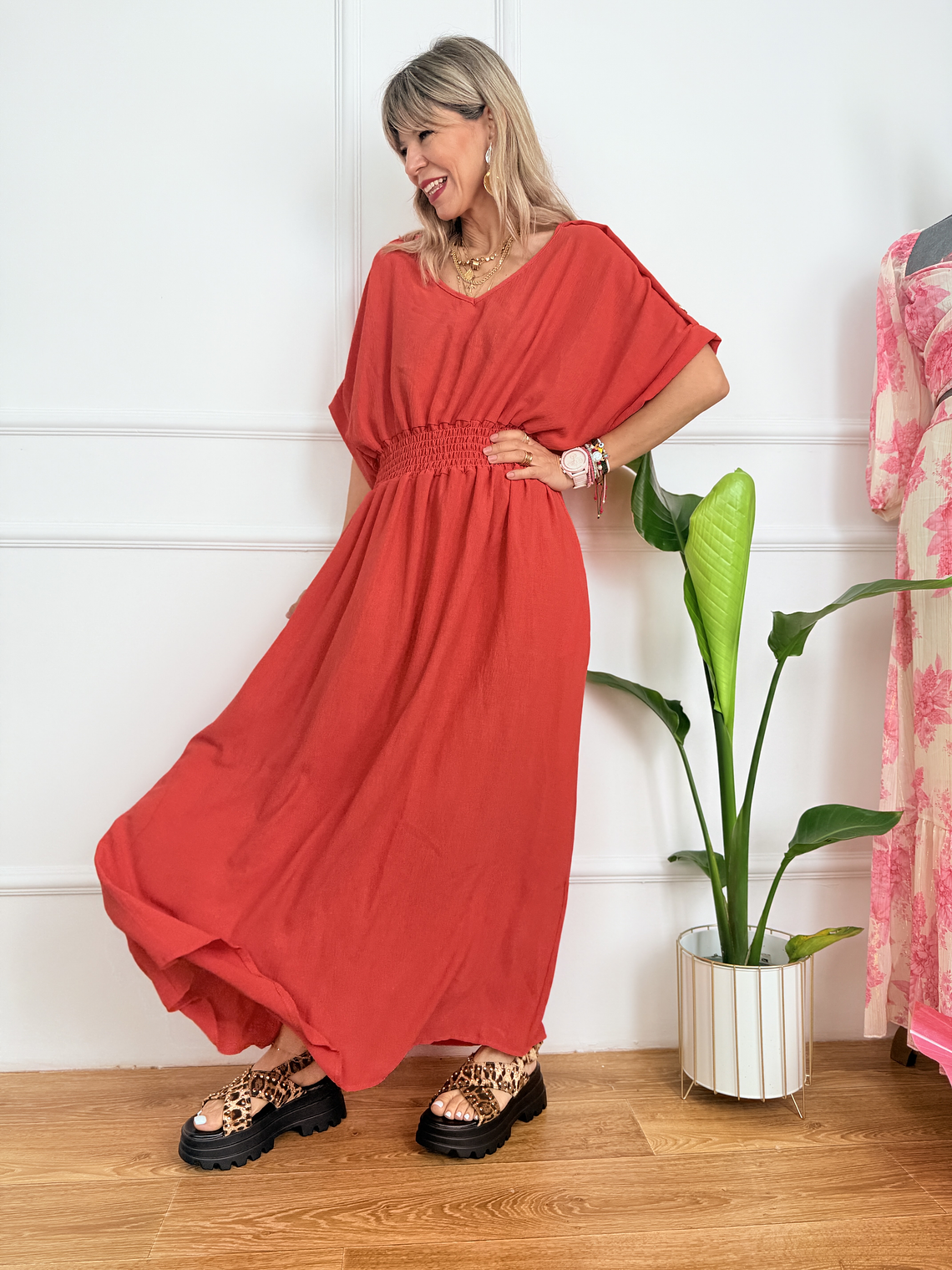 6488 Fani Dress Coral  2