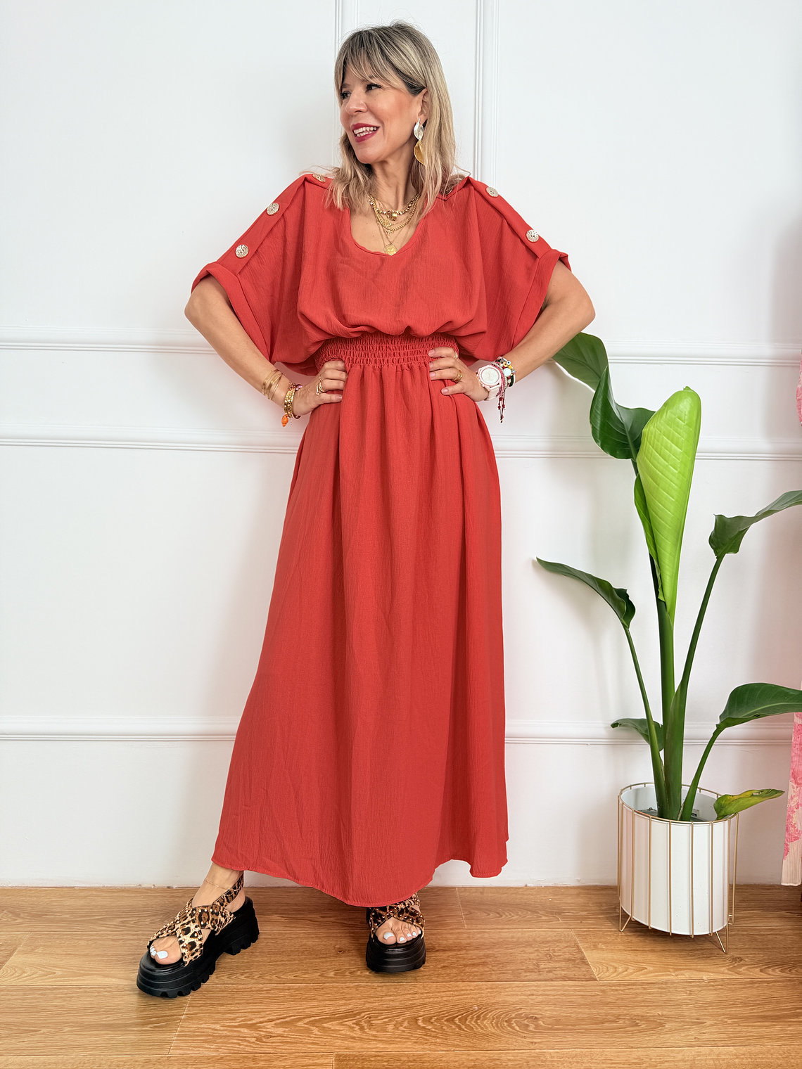 6488 Fani Dress Coral  1