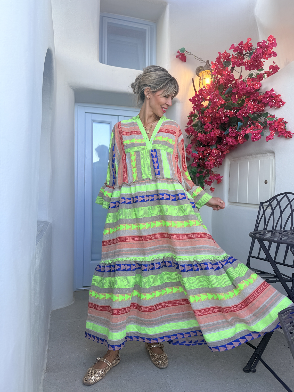 Athena dress EF112 green/blue 1