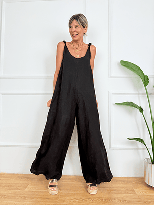 Oleana Linen Jumpsuit 82871 Black 