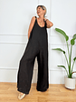 Oleana Linen Jumpsuit 82871 Black  - thumbnail 2