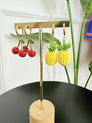Fruity Cherries & Pineapples Earrings  