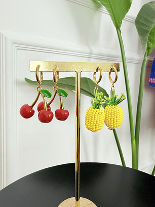 Fruity Cherries & Pineapples Earrings  