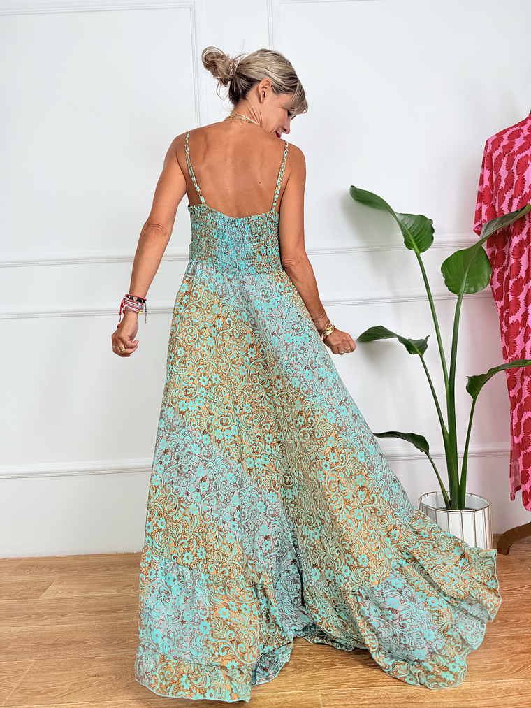 Nishka dress 1210 brown/aqua 3 2