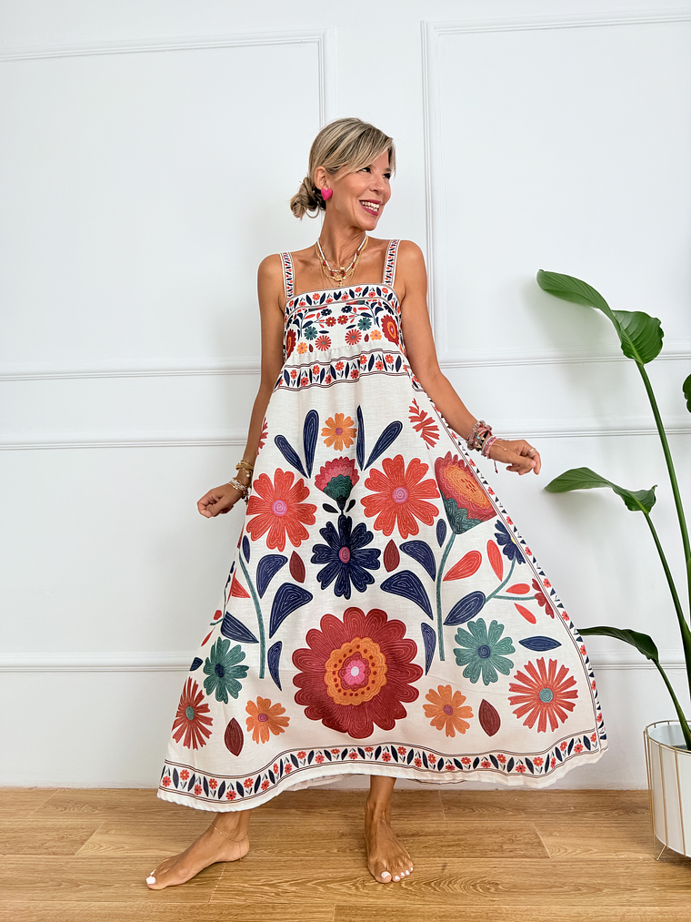 Denver Dress D1113 Orange Flowers 1