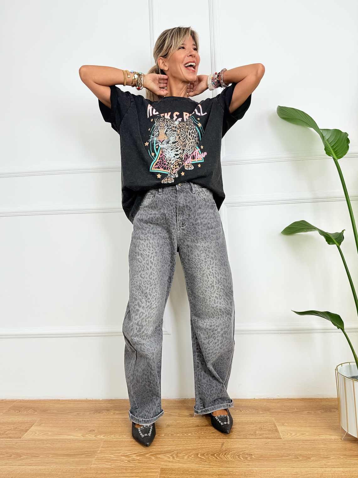 Hear Me Roar Balloon Jeans 32114 Leopard Grey 4