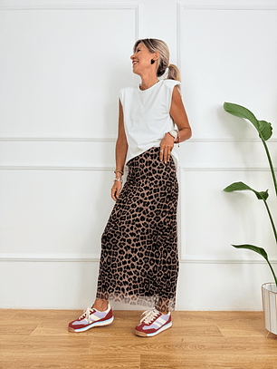 33302 Pencil BROWN/LEOPAR Skirt 